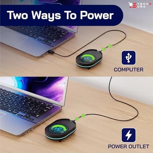 TECH8 USA Undetectable Mouse Mover Jiggler with Ambient Glow Ring and 3D Hologram Alien Disc, Plug & Play, No Software Required thumbnail 2