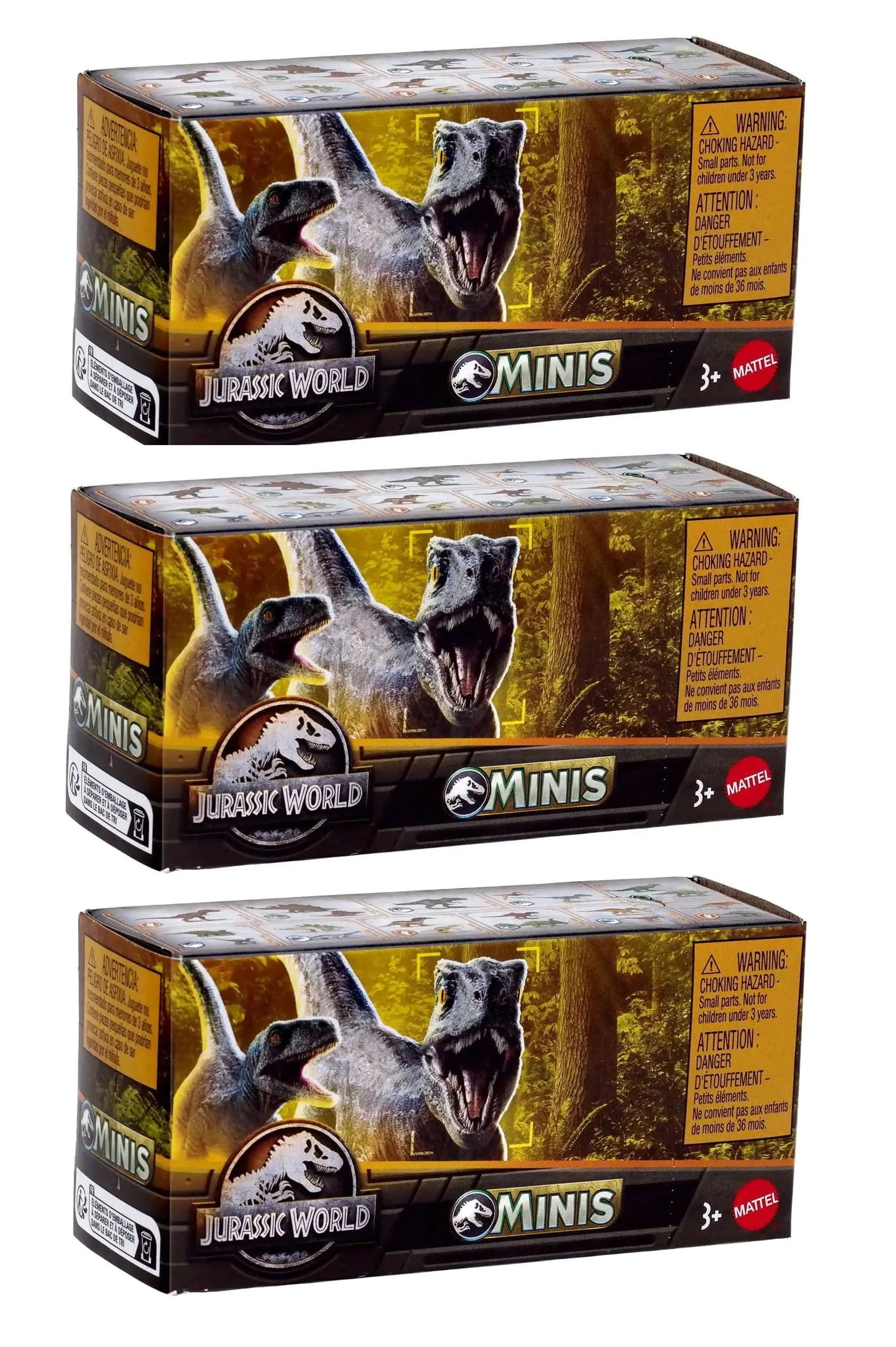 Jurassic World Dinosaurs Minis Surprise Pack of Dinos Box | 3 Blind Boxes, 1.125” Scale Mini Figures, Ages 3+ — Multicolor