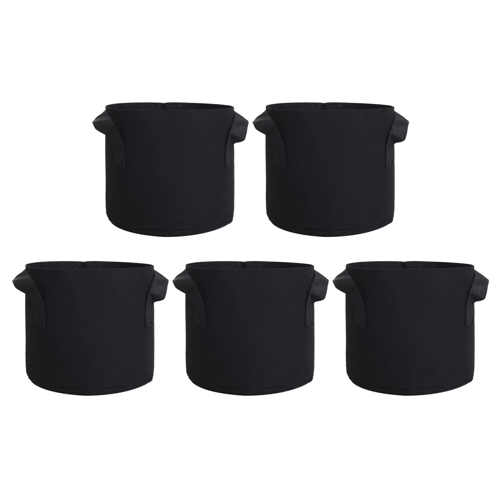 SILKIR Grow Bag 5-Pack | Black 10 Gallon Heavy Duty Fabric Pots for Gardening Applications with Handles