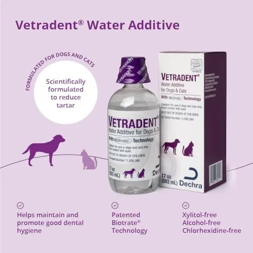Vetradent Water Additive for Dogs and Cats 493ml (17 oz) | Biotrate Technology for Tartar Control thumbnail 3