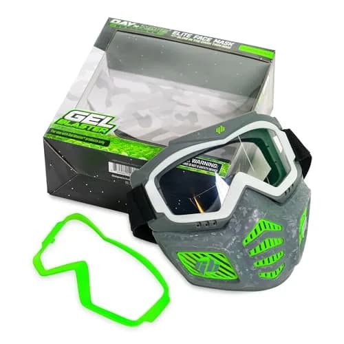 Gel Blaster Elite Face Mask with Detachable Goggles & Glow-in-the-Dark Trim, Green | Ages 14+ Tactical Paintball Mask thumbnail 1