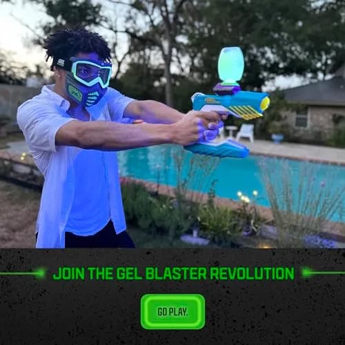 Gel Blaster Elite Face Mask with Detachable Goggles & Glow-in-the-Dark Trim, Green | Ages 14+ Tactical Paintball Mask thumbnail 6