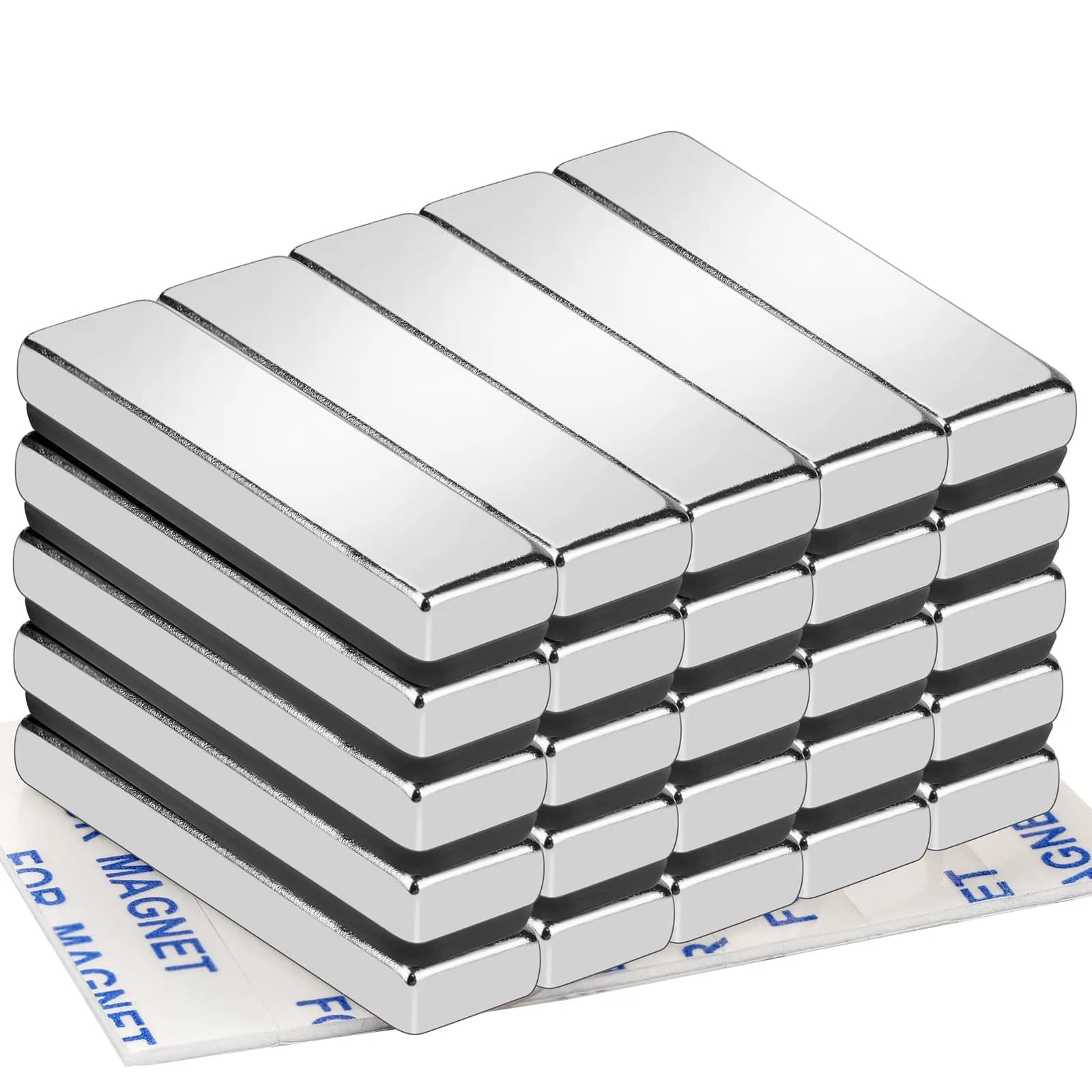 TRYMAG Strong Neodymium Bar Magnets with Adhesive Backing, 40x10x5 mm (25 Pack) | N42 Grade for Heavy Duty Use - main product image