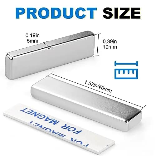 TRYMAG Strong Neodymium Bar Magnets with Adhesive Backing, 40x10x5 mm (25 Pack) | N42 Grade for Heavy Duty Use thumbnail 2