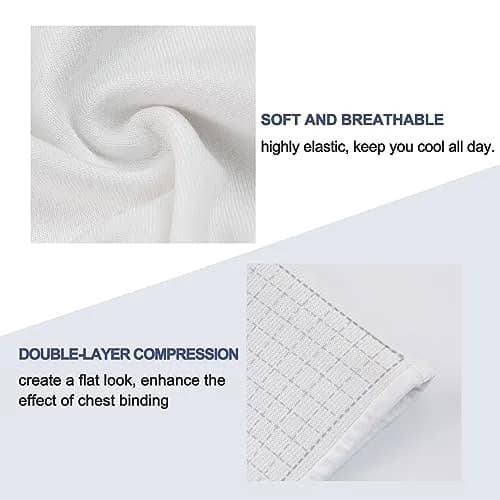 LEINIDINA Chest Binder Bra Transgender FTM LGBT Compression Tank Top, White | Flat Chest, Comfortable Fit thumbnail 5