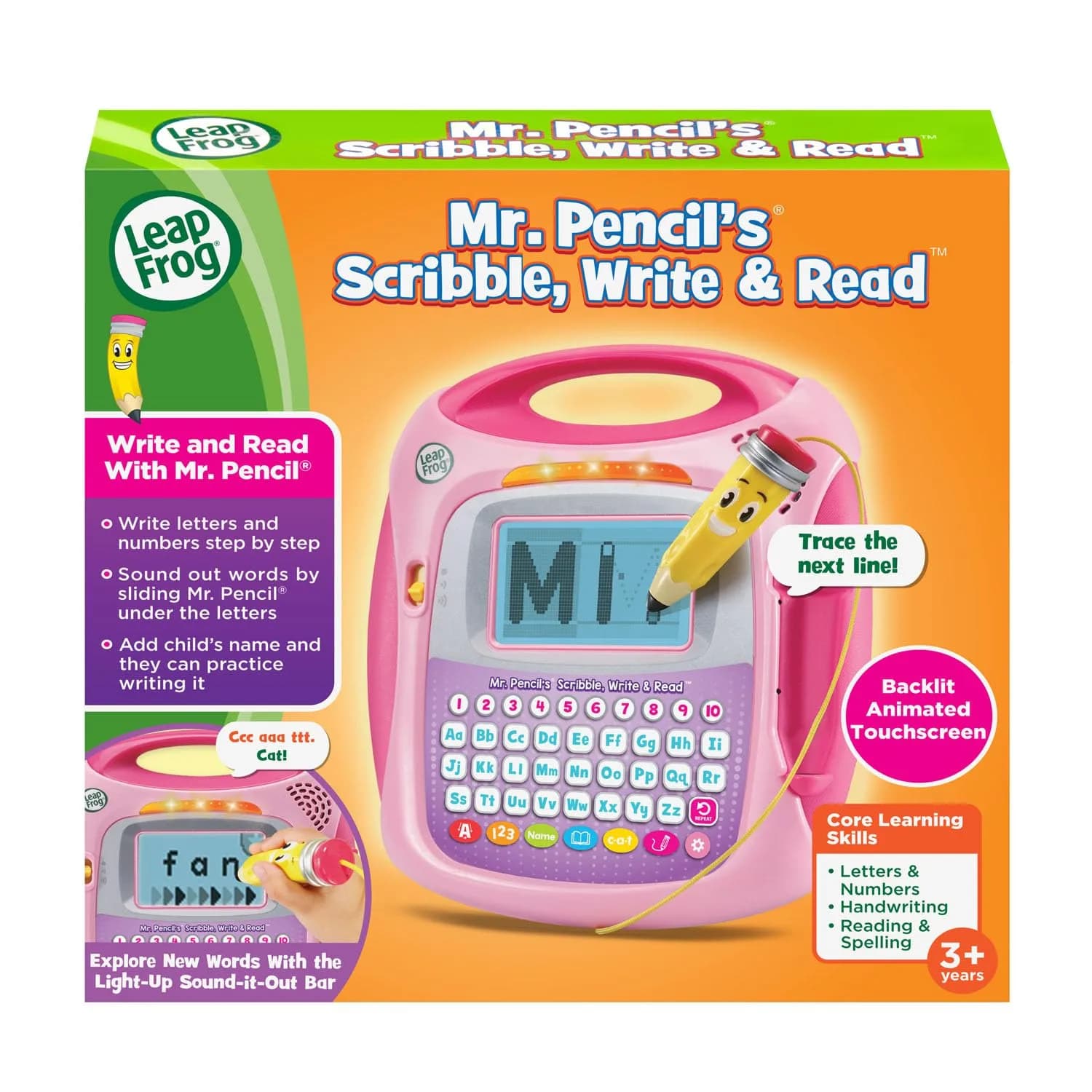 LeapFrog Mr Pencil's Scribble, Write and Read, Pink Electronic Learning Toy | Ages 3+ Years - view 7