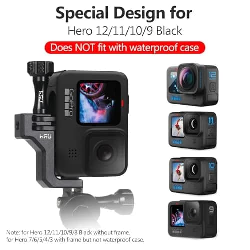 HSU Aluminum 90° Vertical Bracket Adapter Elbow Mount for GoPro Black | Supports 90° & 180° Angles thumbnail 4