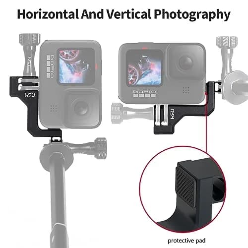 HSU Aluminum 90° Vertical Bracket Adapter Elbow Mount for GoPro Black | Supports 90° & 180° Angles thumbnail 2