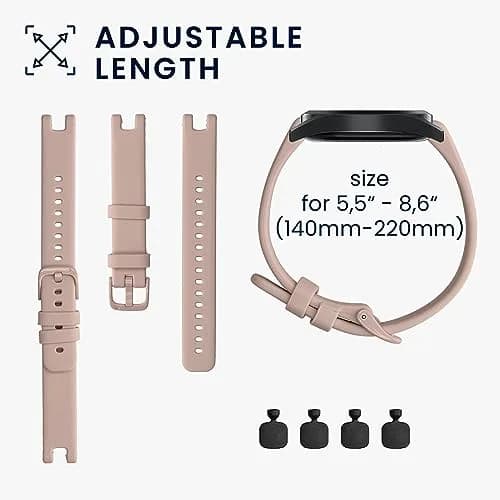 kwmobile Silicone Watch Bands Compatible with Garmin Lily Sport - 2x Pastel Green/Dusty Pink Straps | Adjustable 14-22cm thumbnail 5