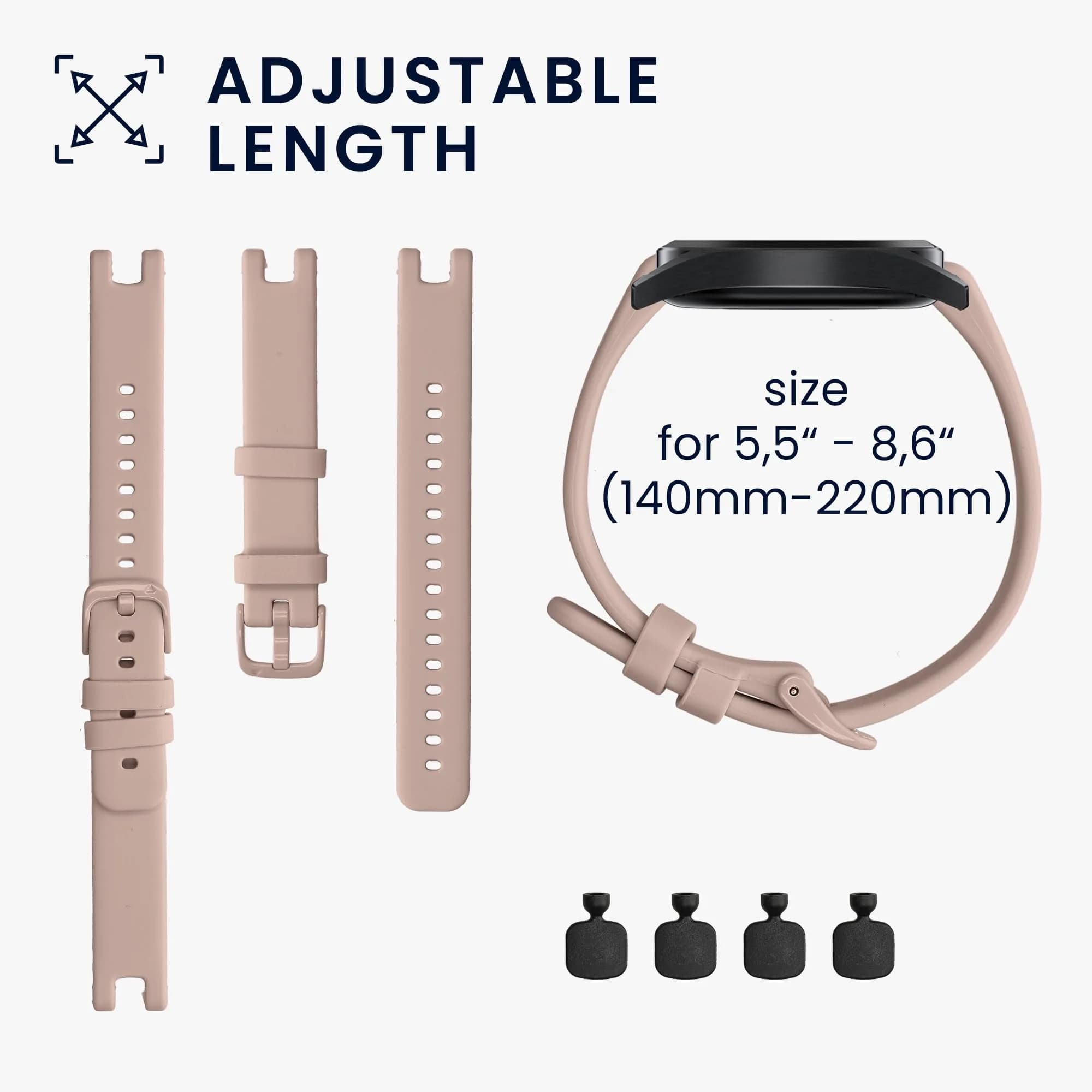 kwmobile Silicone Watch Bands Compatible with Garmin Lily Sport - 2x Pastel Green/Dusty Pink Straps | Adjustable 14-22cm - view 5