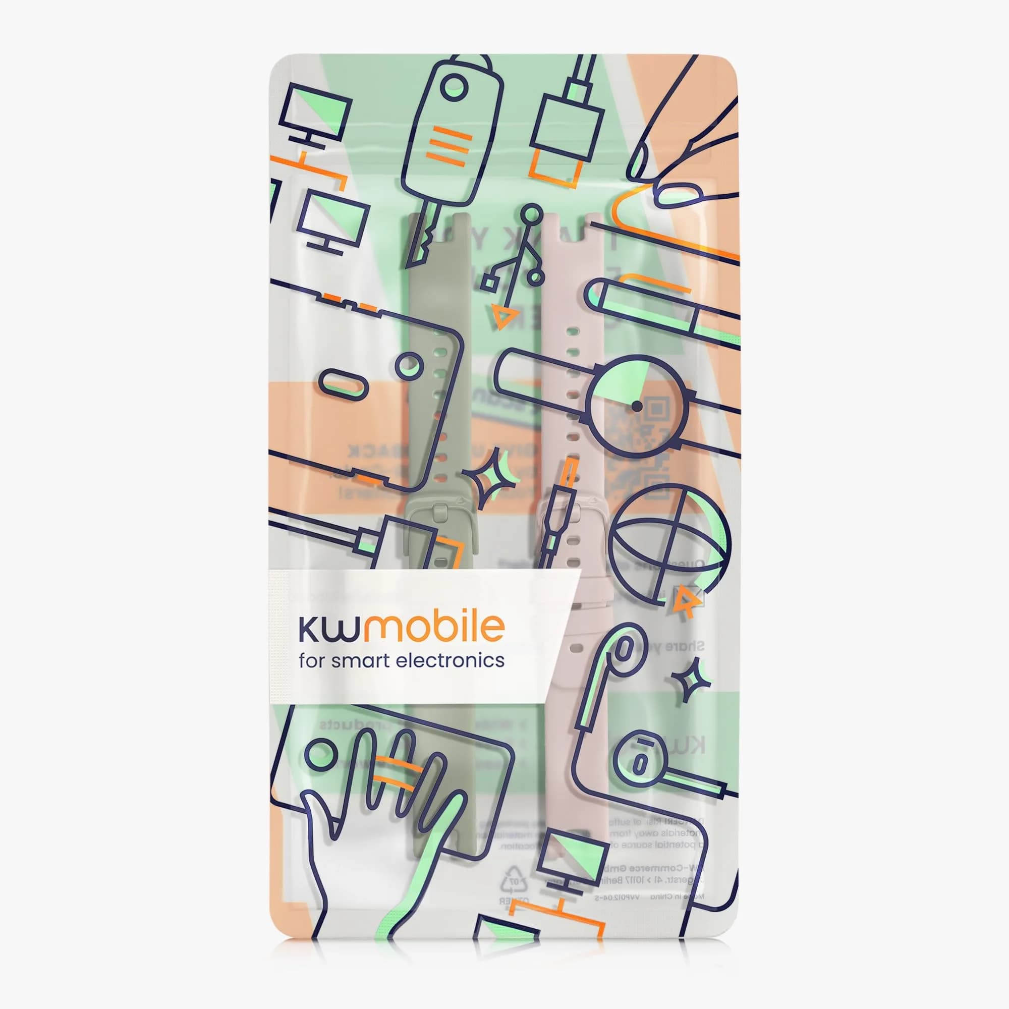 kwmobile Silicone Watch Bands Compatible with Garmin Lily Sport - 2x Pastel Green/Dusty Pink Straps | Adjustable 14-22cm - view 7