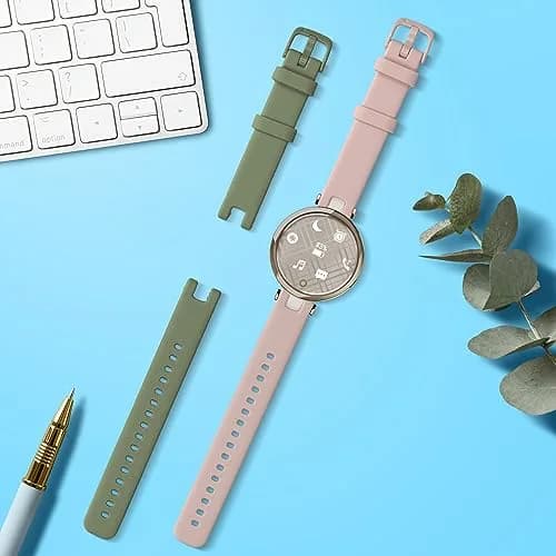 kwmobile Silicone Watch Bands Compatible with Garmin Lily Sport - 2x Pastel Green/Dusty Pink Straps | Adjustable 14-22cm thumbnail 2
