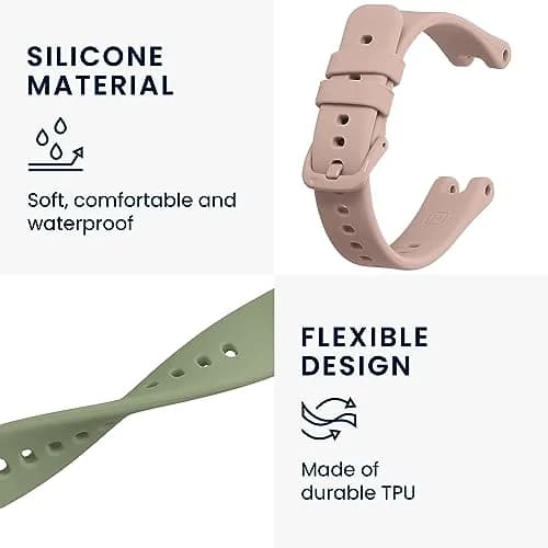 kwmobile Silicone Watch Bands Compatible with Garmin Lily Sport - 2x Pastel Green/Dusty Pink Straps | Adjustable 14-22cm thumbnail 3