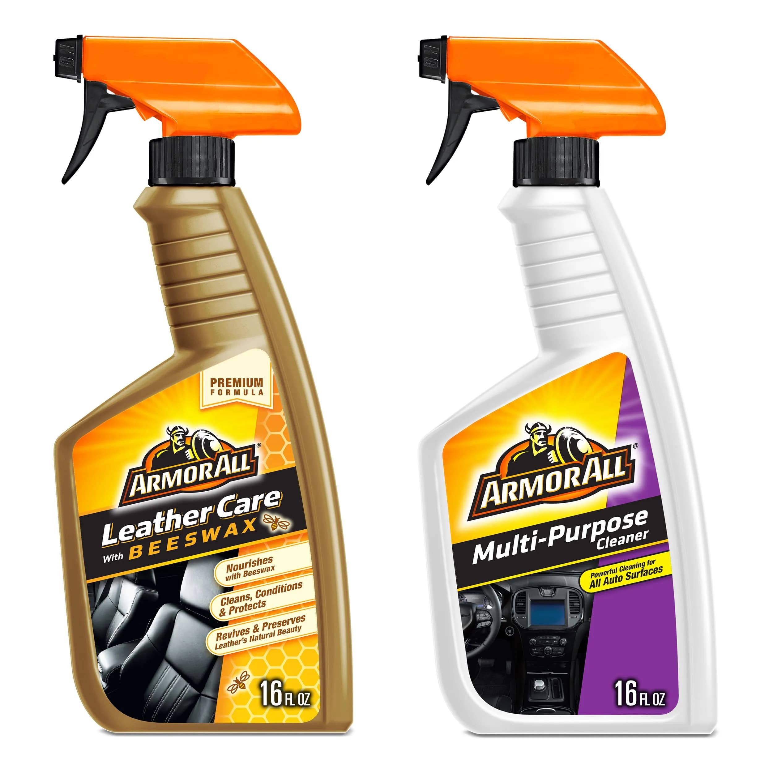 Armor All Leather Care Spray 16 fl oz (473ml) & All-Purpose Cleaner 16 fl oz (473ml) | Nourishes Leather, Cleans All Auto Surfaces — 16 Fl Oz