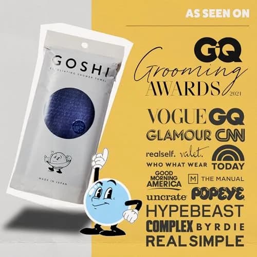 GOSHI Exfoliating Shower Towel - Long Body Scrubber, Blue | Rip-Resistant, Gentle & Effective thumbnail 4