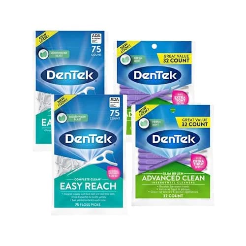 DenTek Complete Clean Variety Pack Floss Picks & Interdental Cleansers 214 Count | Fresh Mint Angles & Slim Brush thumbnail 1