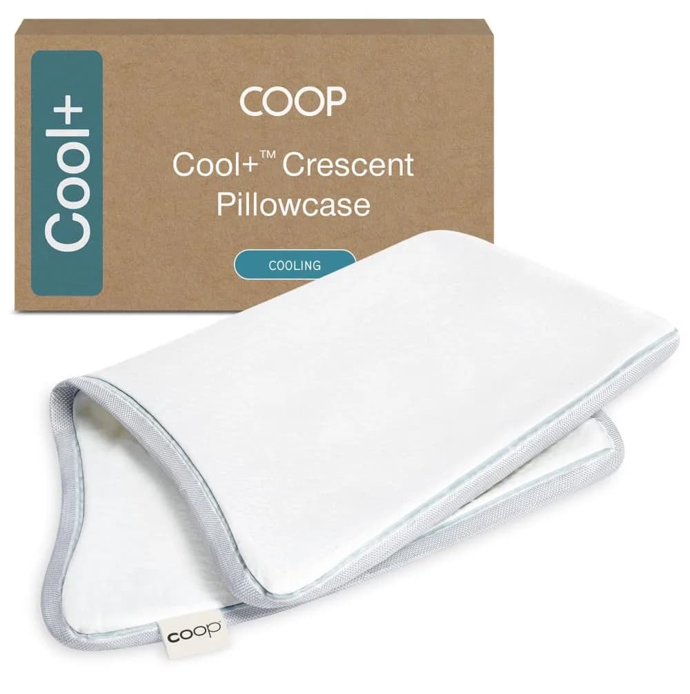 Coop Home Goods Cool+ Crescent Pillow Cover Queen Size 51x66cm (18x28in) | Breathable Cooling Case for Hot Sleepers — Eden Cool+ Pillowcase / Crescent / King