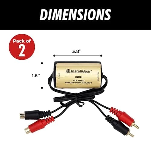 InstallGear 2-Channel Ground Loop Noise Isolator for Car Audio & Home Stereo | Eliminates Alternator Whine & Feedback thumbnail 3