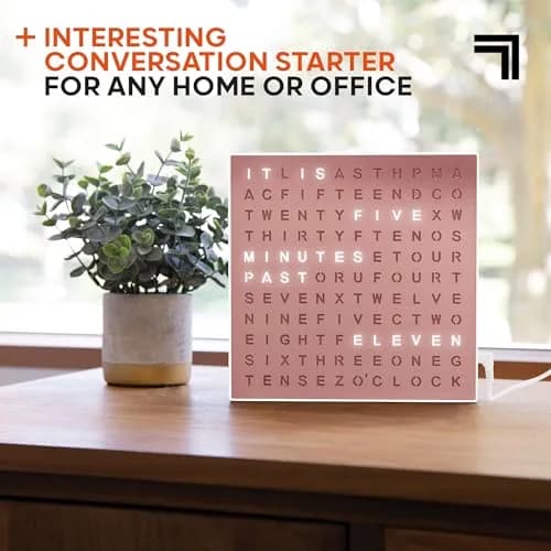 Sharper Image LED Word Clock 7.75" Rose Gold Finish | Modern Time Display with 5-Minute Alerts thumbnail 4