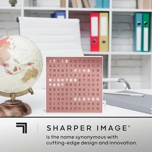 Sharper Image LED Word Clock 7.75" Rose Gold Finish | Modern Time Display with 5-Minute Alerts thumbnail 6