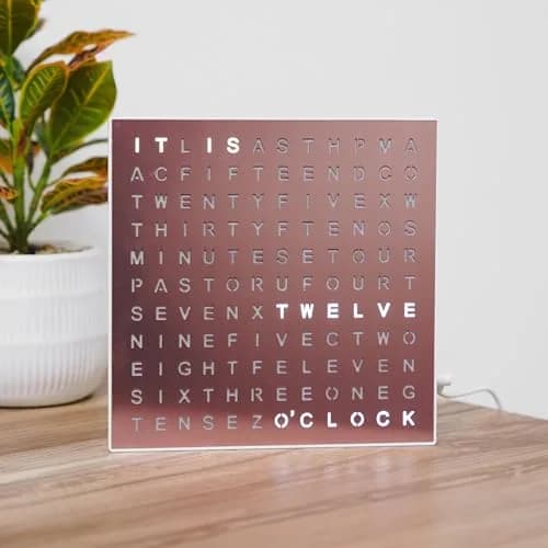 Sharper Image LED Word Clock 7.75" Rose Gold Finish | Modern Time Display with 5-Minute Alerts thumbnail 7