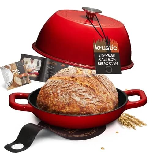 Krustic 6 Qt Enameled Cast Iron Dutch Oven for Sourdough Bread | 10 Inch Red thumbnail 1