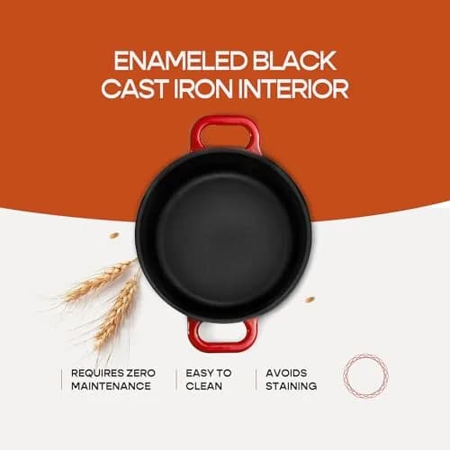 Krustic 6 Qt Enameled Cast Iron Dutch Oven for Sourdough Bread | 10 Inch Red thumbnail 7