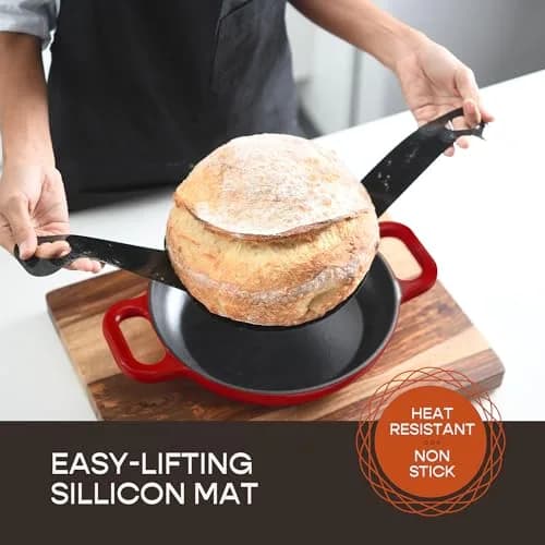 Krustic 6 Qt Enameled Cast Iron Dutch Oven for Sourdough Bread | 10 Inch Red thumbnail 2