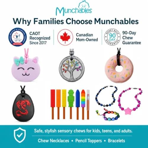 Munchables Starlight Sensory Chew Necklace, Medium Chew, Purple/Pink/Fuchsia | Food-Grade Silicone Oral Sensory Support thumbnail 4