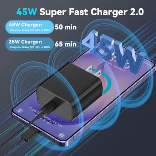 Ubearkk 45W USB Type C Charger with 8ft Cable | Fast Charging for Samsung & More thumbnail 2