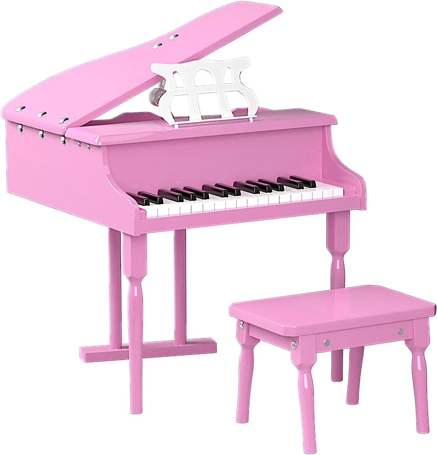 HONEY JOY Classical Kids Piano 30-Key Mini Grand Pink | Wooden Musical Toy for 3+ — 3 Straight Leg-Pink