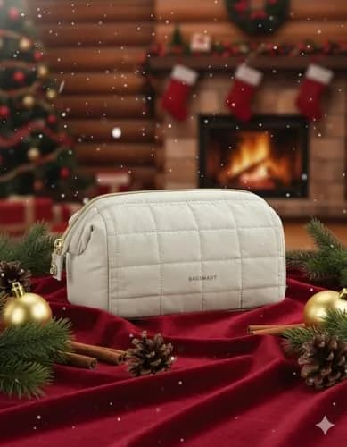 BAGSMART Makeup Bag Travel Toiletry Bag, Wide-Open Zipper, Beige | Spacious, Easy-Clean, Multi-Function thumbnail 2