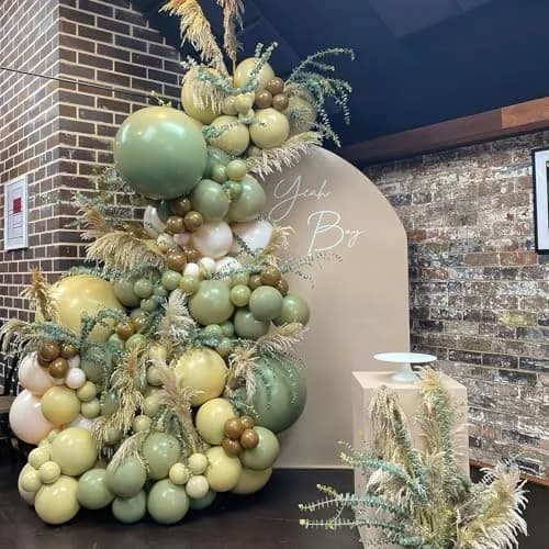 PartyWoo Sage Green Balloons 100pcs Pack Gold and Sand White Balloons | Assorted Colors Value Pack thumbnail 5