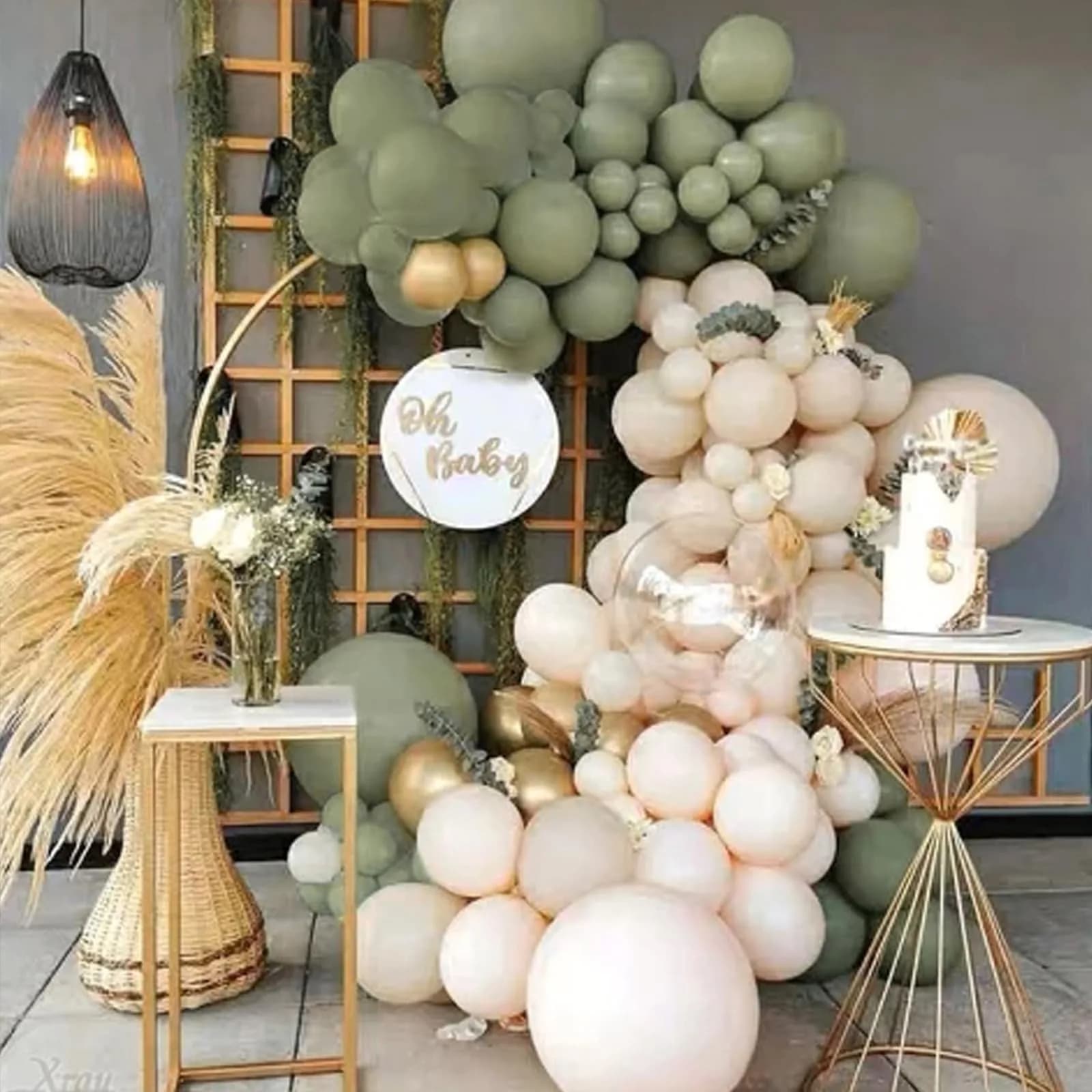 PartyWoo Sage Green Balloons 100pcs Pack Gold and Sand White Balloons | Assorted Colors Value Pack - view 6