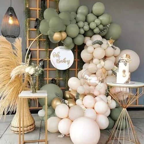 PartyWoo Sage Green Balloons 100pcs Pack Gold and Sand White Balloons | Assorted Colors Value Pack thumbnail 6