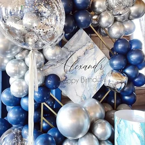 PartyWoo Blue and Silver Balloons 100pcs Royal Blue Silver Balloons | Assorted Colors Value Pack thumbnail 3