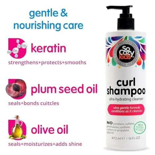 SoCozy Kids Curl Shampoo for Curly Hair, 473ml (16 Fl Oz) | Gentle Hydrating Cleanser thumbnail 3