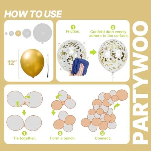 PartyWoo Gold and Black Balloons 100pcs Black Metallic Gold Balloons | Assorted Colors Value Pack thumbnail 5
