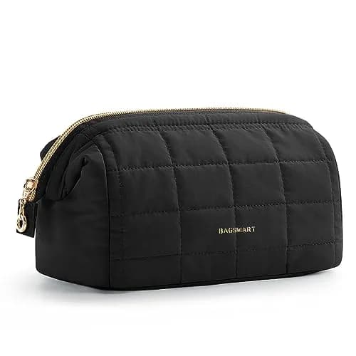 BAGSMART Makeup Bag Travel Toiletry Bag Wide Open Zipper Pouch, Black | Spacious & Easy-Clean thumbnail 1