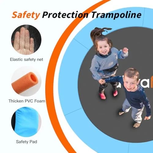 ATIVAFIT 60″ Indoor-Outdoor Kids Trampoline Mini Rebounder with Safety Net & Hoop, Ideal for Toddlers and Children 1-8 | Safe & Bouncy Fun thumbnail 2
