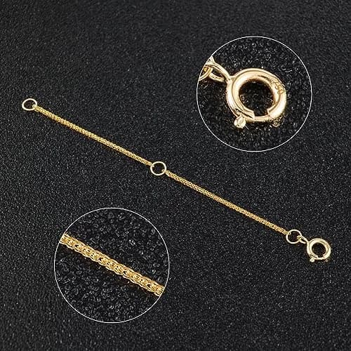 LANCHARMED 18K Solid Gold Extender for Necklace Bracelet Adjustable | Durable 2 Inch Chain thumbnail 4