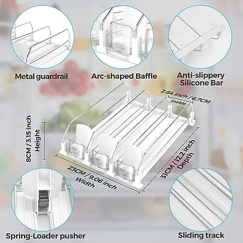 BingoHive Automatic Soda Can Organizer for Refrigerator 12 Can Capacity | Space-Saving Beverage Dispenser thumbnail 6