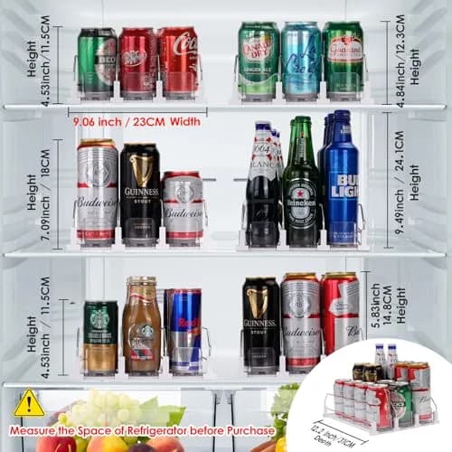 BingoHive Automatic Soda Can Organizer for Refrigerator 12 Can Capacity | Space-Saving Beverage Dispenser thumbnail 3