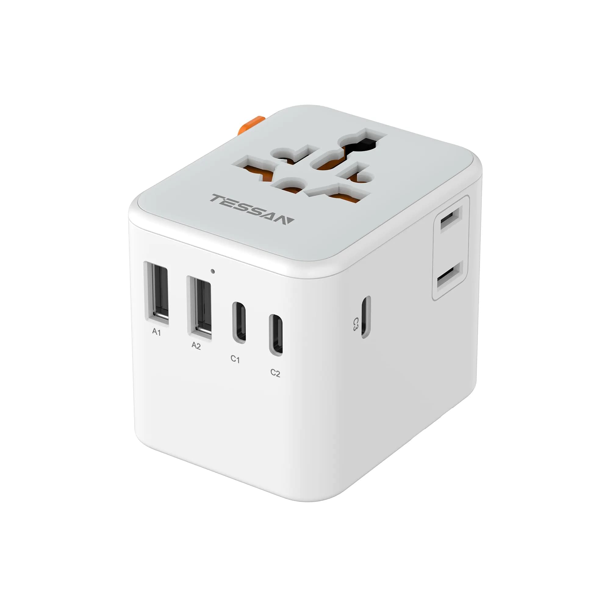 TESSAN Universal Travel Adapter, International Power Adapter with 2 AC & 5 USB Ports | 100-250V Wide Voltage - main product image