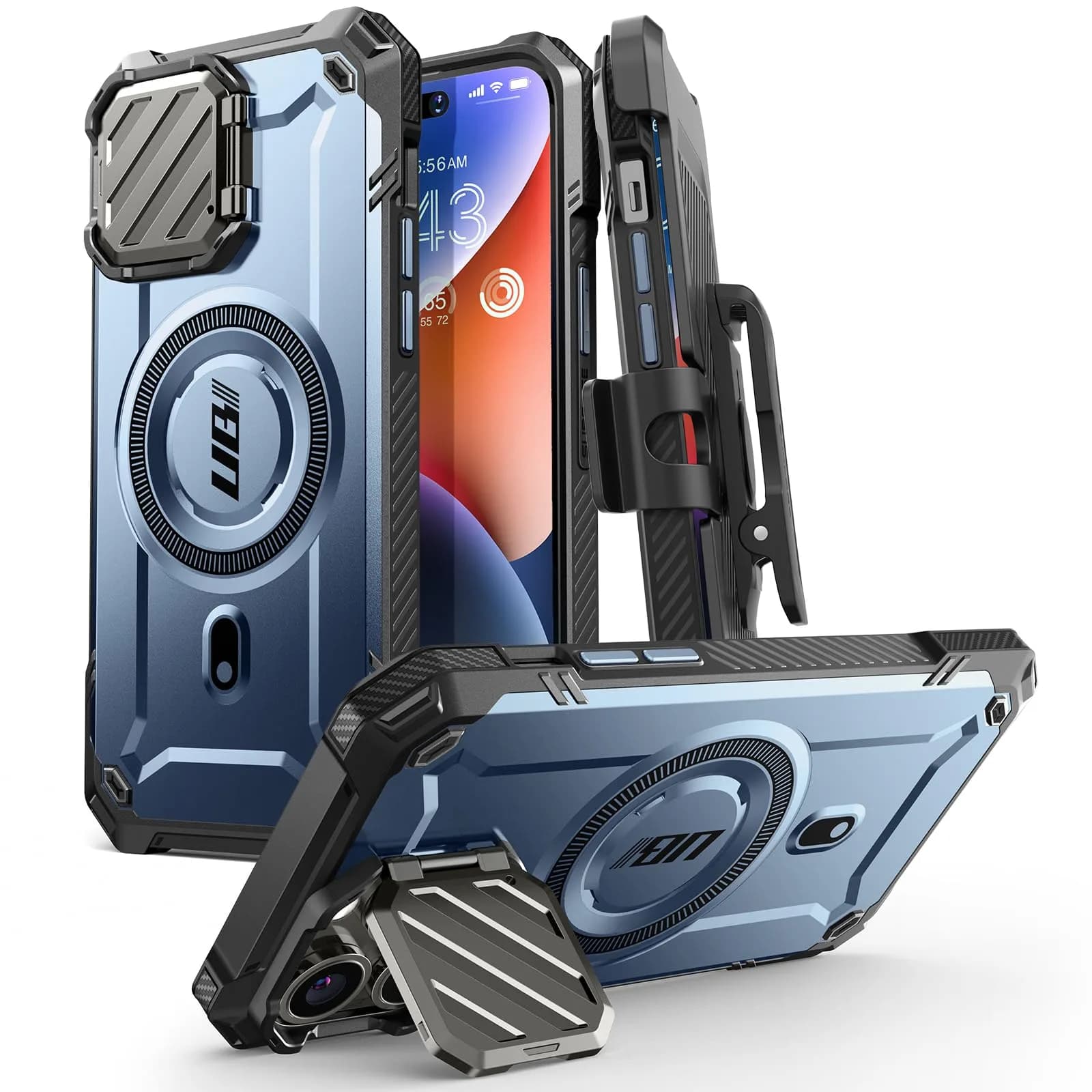 SUPCASE Unicorn Beetle MAG XT Case for iPhone 14 Pro Max / 13 Pro Max, Black | 180g (6.35 oz) with Camera Cover Stand & Belt Clip — Tilt