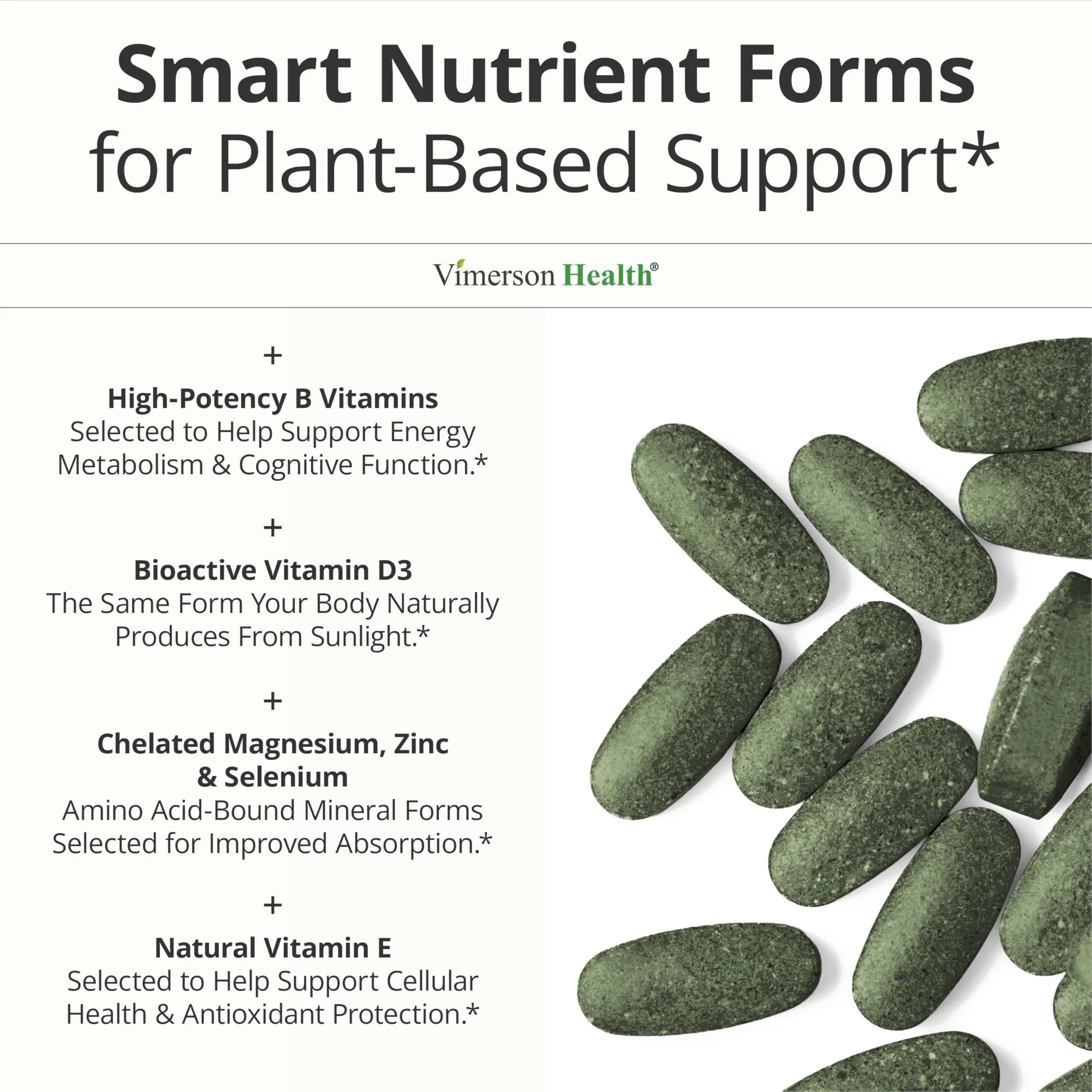 Vimerson Health Vegan Multivitamin for Women & Men, 90 Tablets | Plant-Based Energy & Focus - view 5