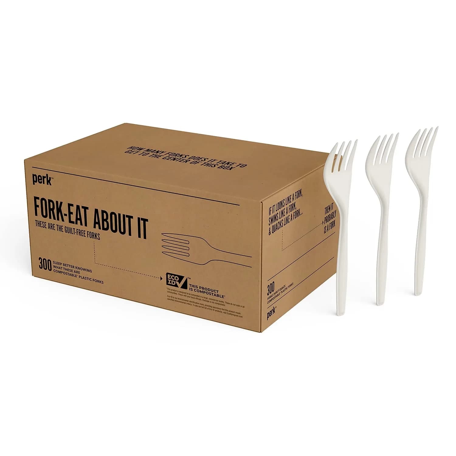 Perk Compostable PLA Forks White 600/Carton | Eco-Friendly, Mediumweight, 6''