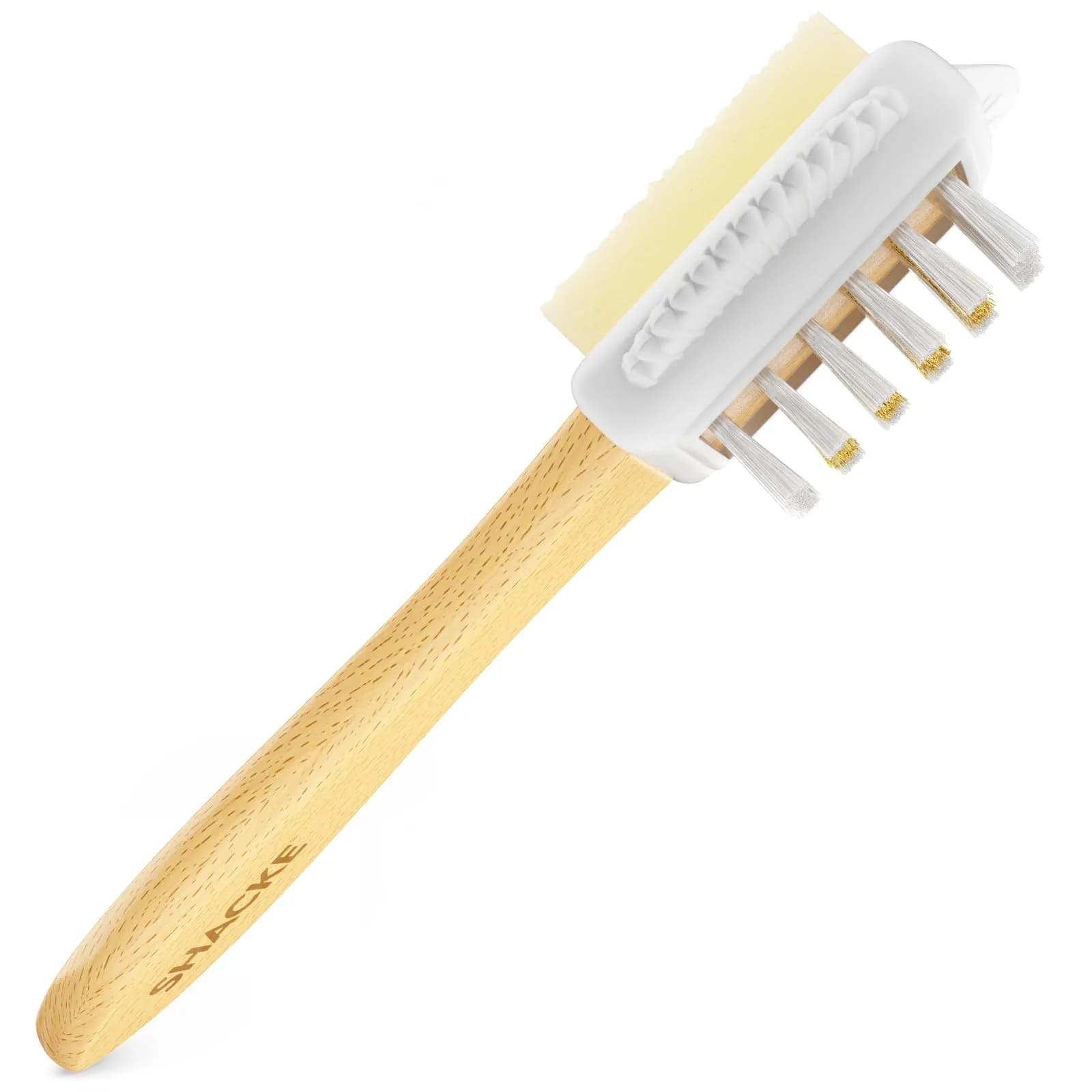 Shacke 4-Way Suede & Nubuck Brush Cleaner with Eraser, White | Cleans Shoes, Boots, Jackets, Furniture - main product image