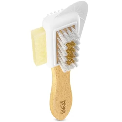Shacke 4-Way Suede & Nubuck Brush Cleaner with Eraser, White | Cleans Shoes, Boots, Jackets & Furniture thumbnail 1