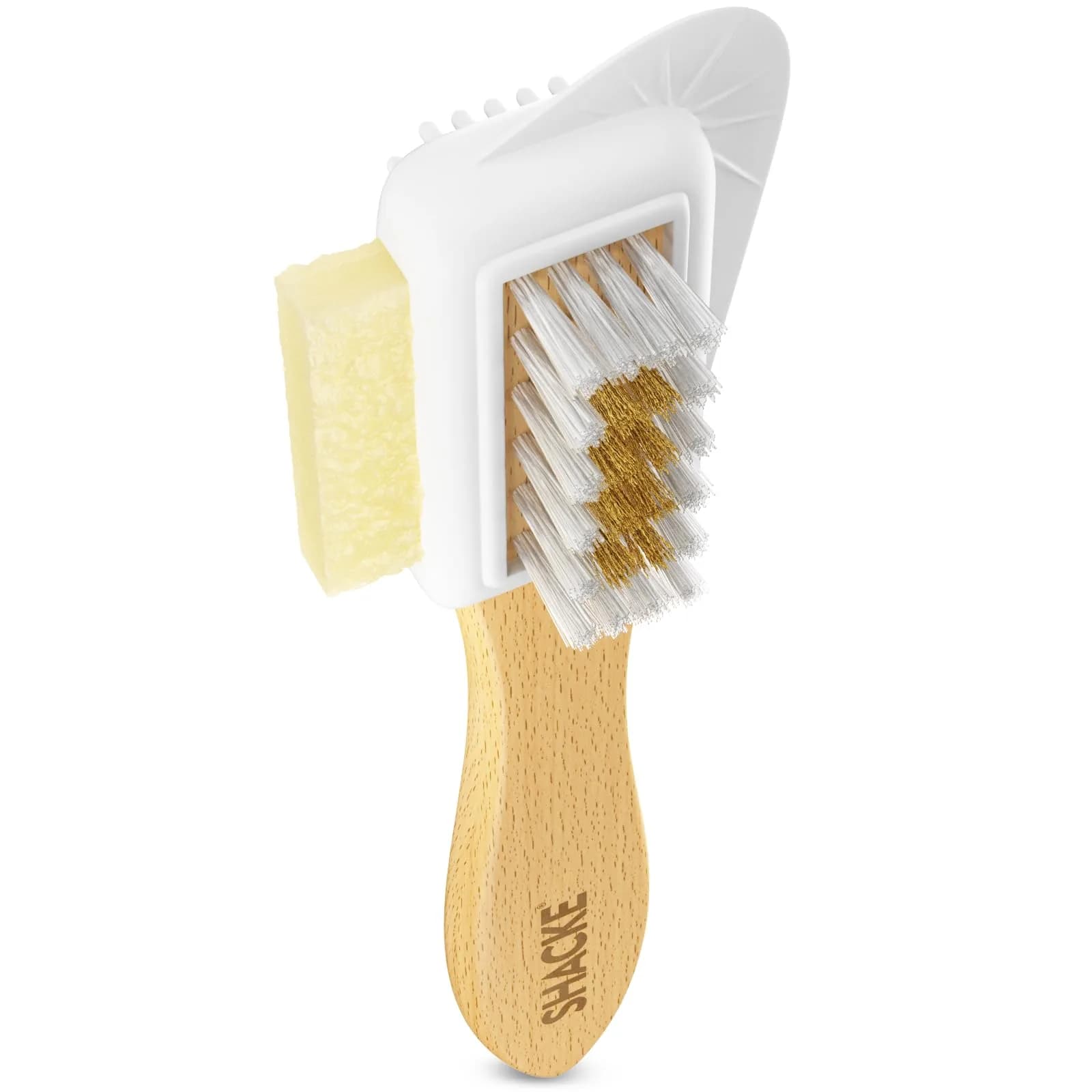 Shacke 4-Way Suede & Nubuck Brush Cleaner with Eraser, White | Cleans Shoes, Boots, Jackets & Furniture - main product image